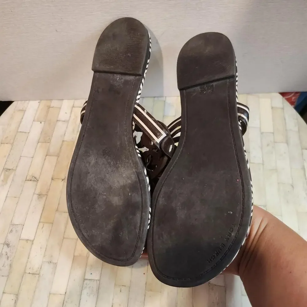 Tory Burch Metal Miller Tile Leather Sandals